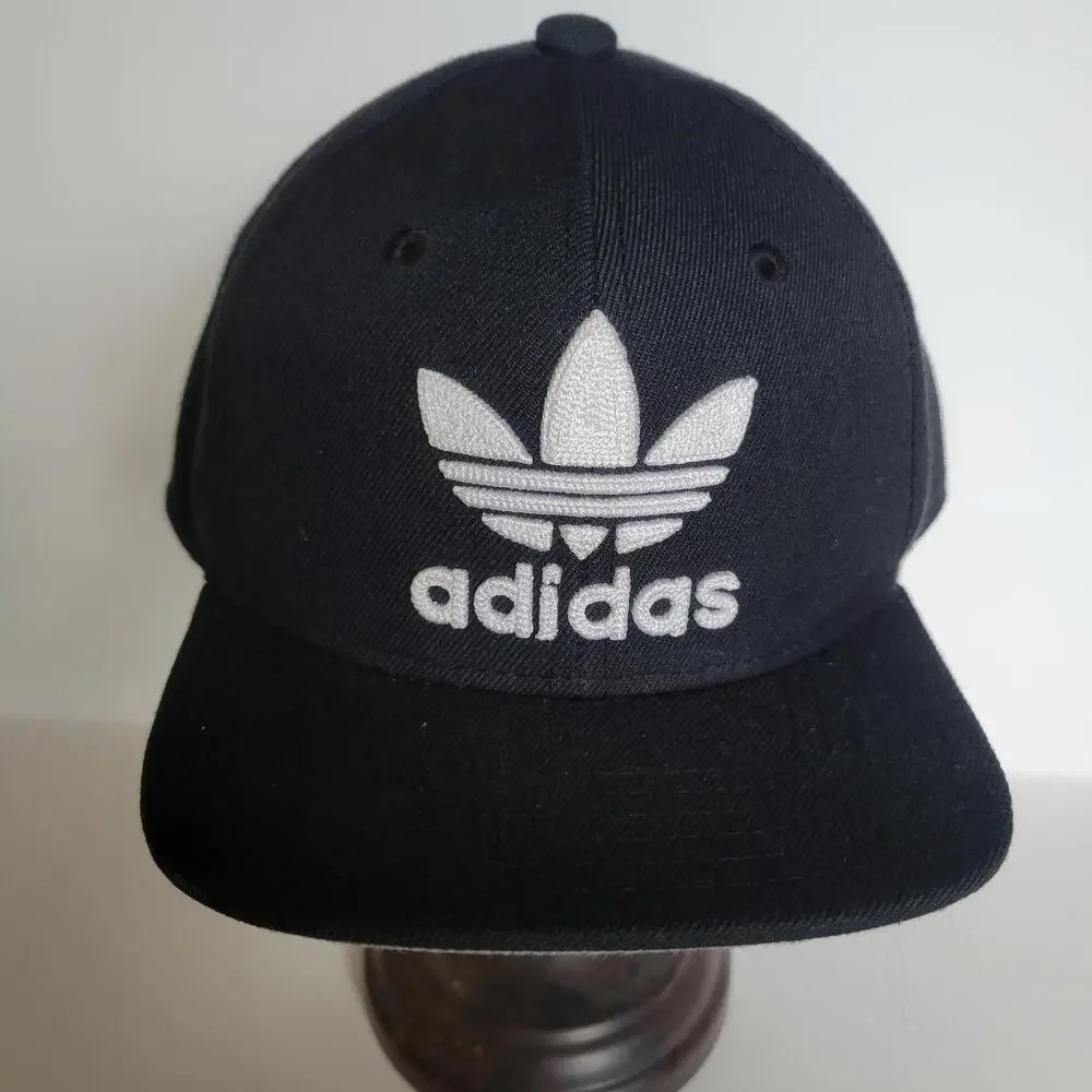Adidas Trefoil Throwback Logo Hat Cap Youth Kids Boys Adjustable Snapback Black